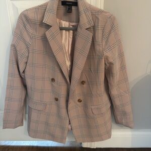 Forever 21 Pink Plaid Blazer Jacket